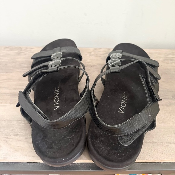 Vionic 44Amber Sandals Strappy Slingback Black Leather Open Toe Women’s Size 11 - Picture 4 of 8